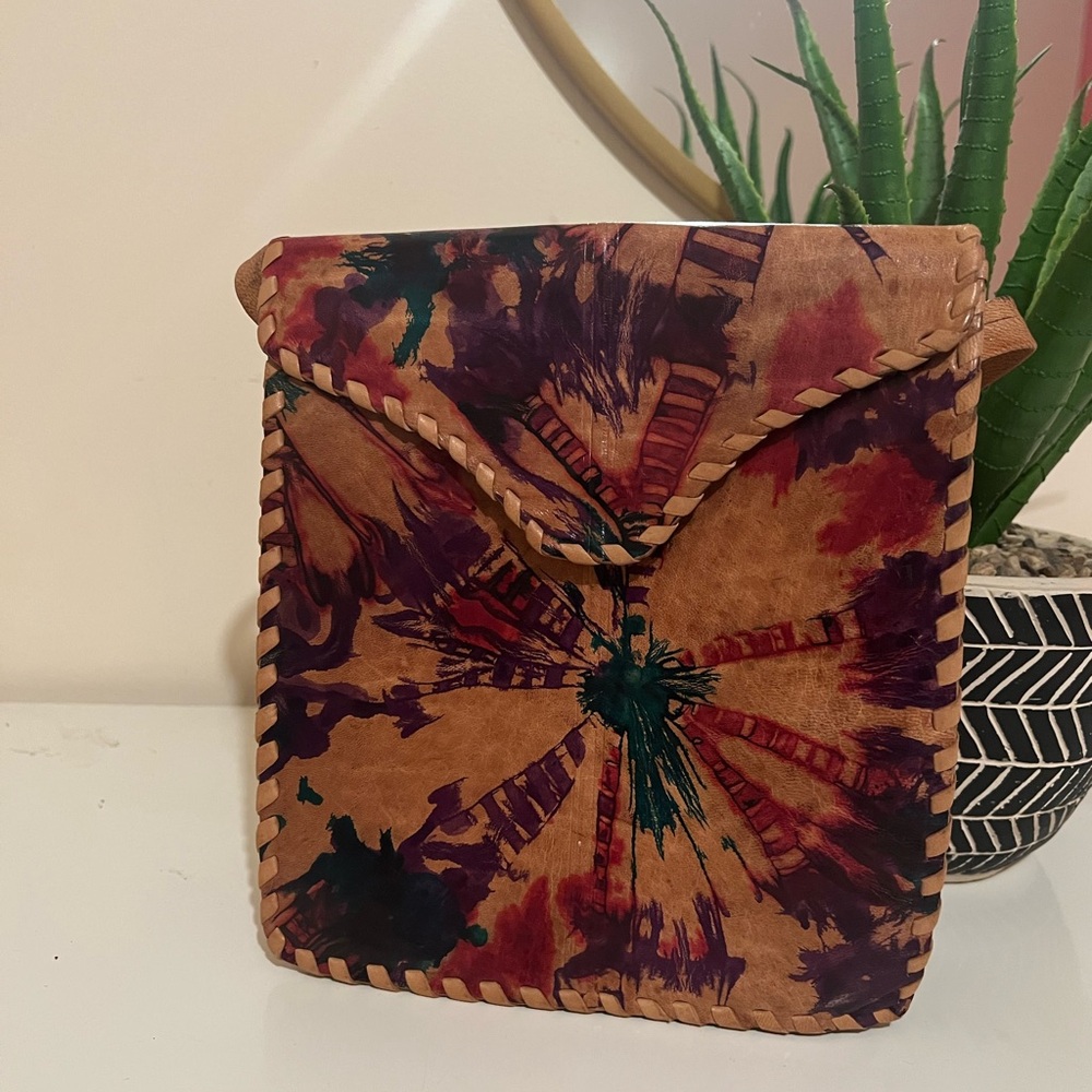 Colorful Tie-Dye Leather Crossbody Bag